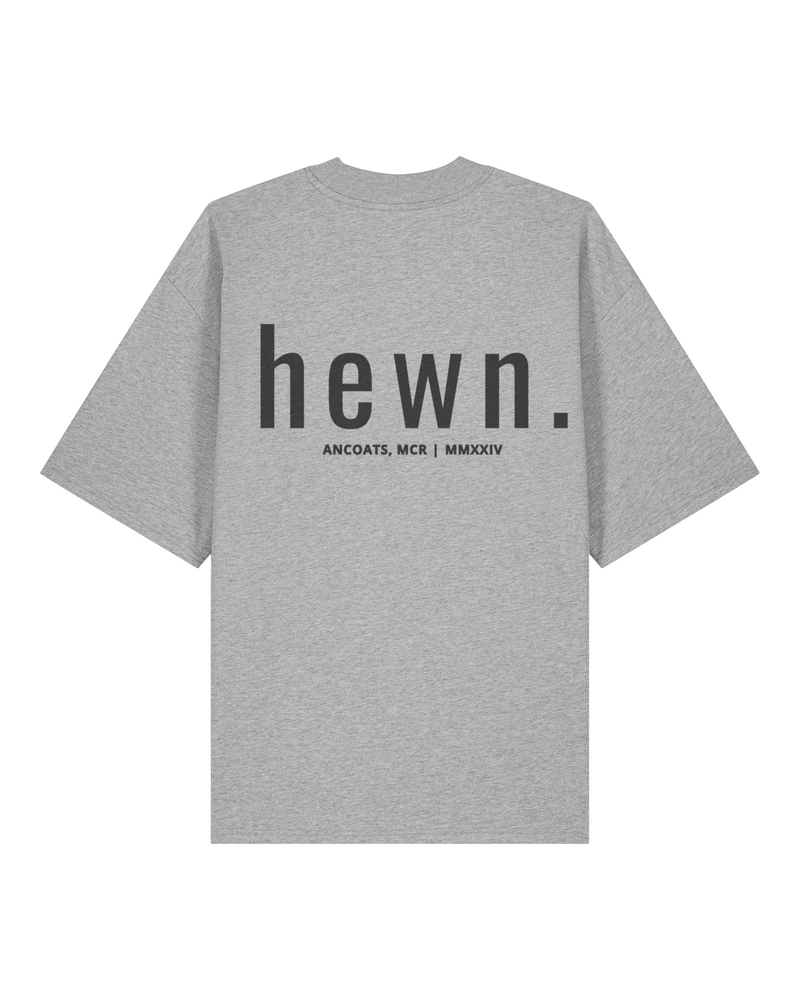 hewn. Mens Organic Cotton Signature Oversized T-shirt in Rock Grey Marl