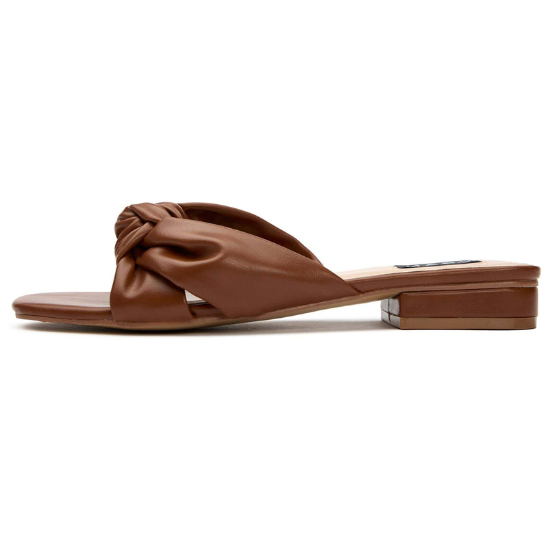 V.GAN Salsify Women's Vegan Leather Knot Slide Sandals | Tan