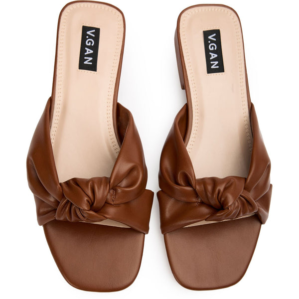 V.GAN Salsify Women's Vegan Leather Knot Slide Sandals | Tan