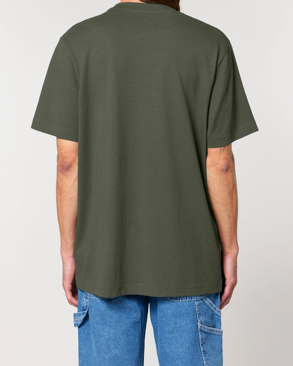 hewn. Mens Organic Cotton Relaxed-Fit T-shirt in Pine Green Khaki