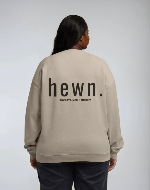 hewn. Womens Organic Cotton Signature Oversized Sweatshirt in Limestone Grey