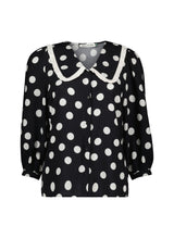 Immaculate Vegan - Sosha LENZING™ ECOVERO™ Printed Collar Detail Blouse | Black Polka Dot