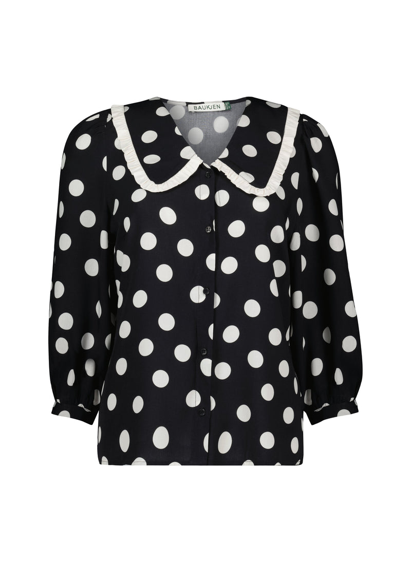 Sosha LENZING™ ECOVERO™ Printed Collar Detail Blouse | Black Polka Dot