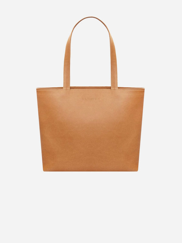 Estimon Shopper Vegan Corn Leather Tote Bag | Beige