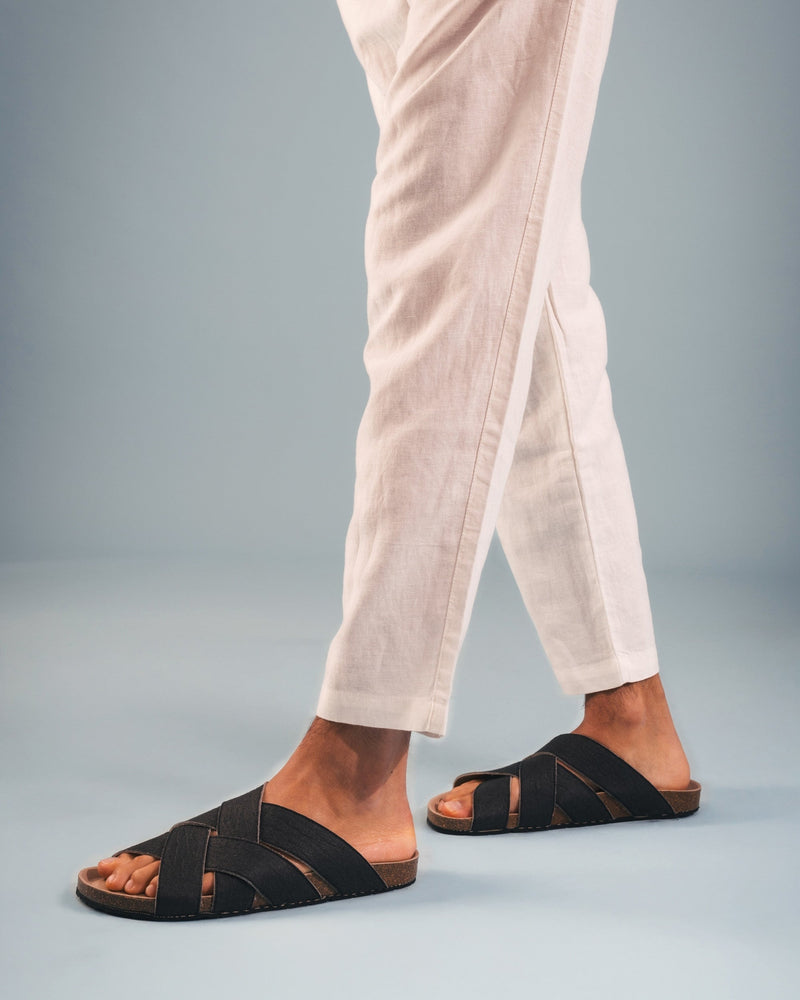 Tanna Unisex Piñatex Vegan Leather Sandals | Black