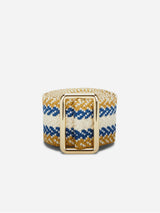 Immaculate Vegan - Stelar Sunda Handwoven Jacquard Vegan Belt | Natural & Blue Stripe