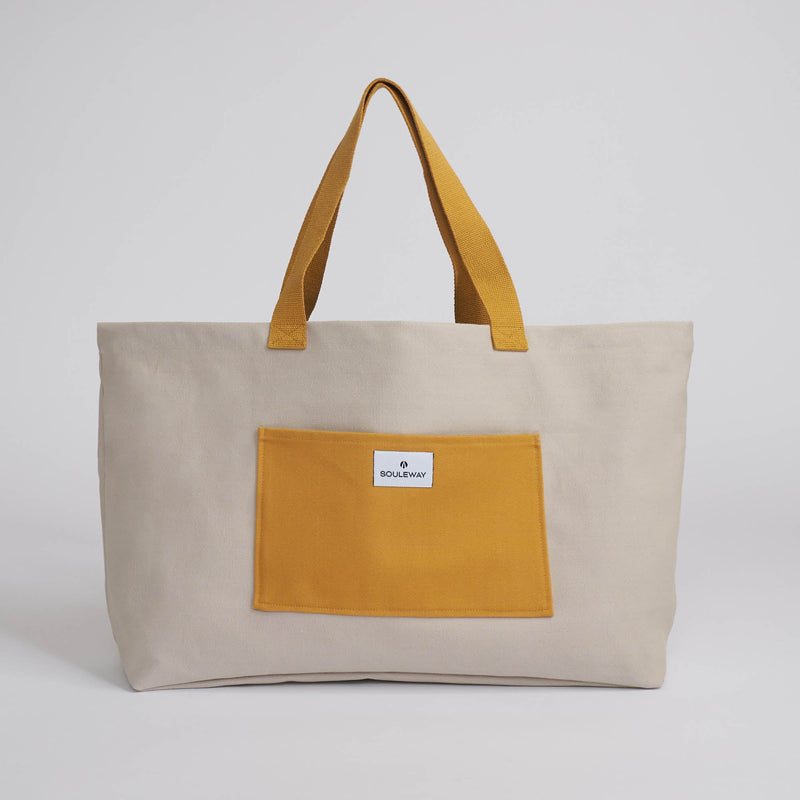 Souleway Natural Cotton Canvas Shopper | Multiple Colours Sand/Mustard