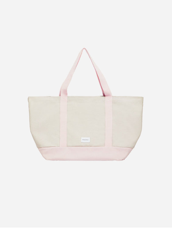 Souleway Natural Cotton Canvas Beach Bag | Sand/Pink Sand/Pink