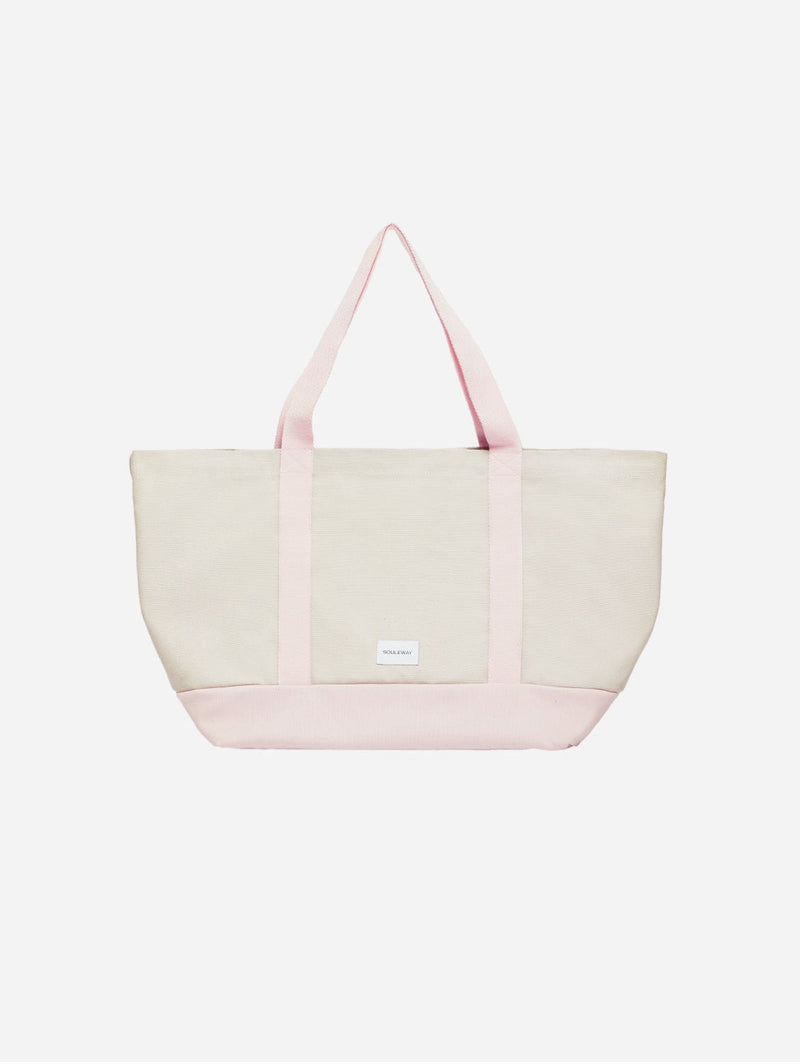 Souleway Natural Cotton Canvas Beach Bag | Sand/Pink Sand/Pink