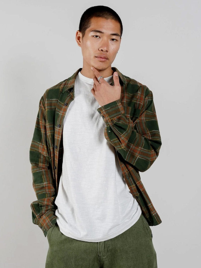 KOMODO Santi Men's Organic Cotton Flannel Shirt | Green