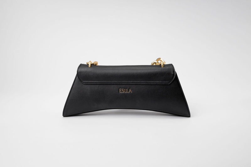 Eslla Satori Desserto Cactus Leather Vegan Clutch With Gold Chain | Black