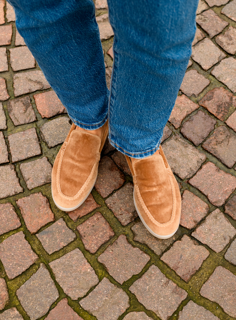 Women's Velvet Vegan Loafers | Taupe