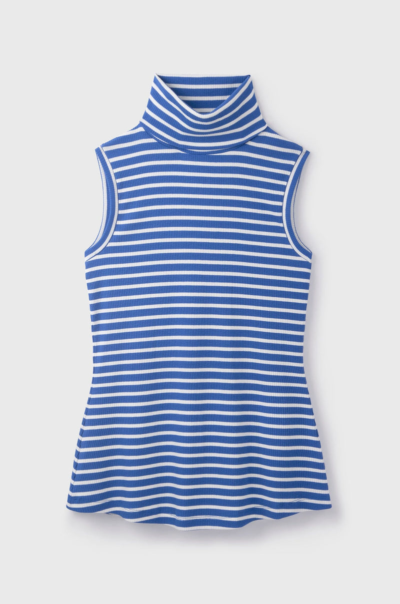 Lavender Hill Clothing Sleeveless Striped Ribbed Cotton Roll Neck | Multiple Colours