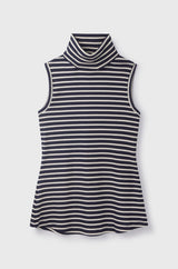 Immaculate Vegan - Sleeveless Striped Ribbed Cotton Roll Neck | Multiple Colours