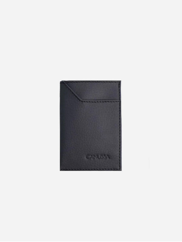 Slim Persimmon Leather Vegan Card Holder | Black