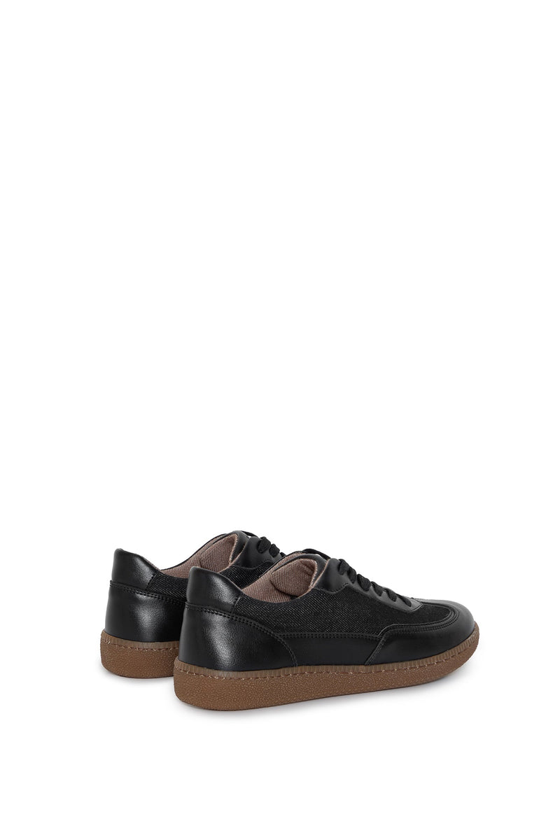 AGAZI NOMAD MOON – black sneakers from wheat & corn leather and linen