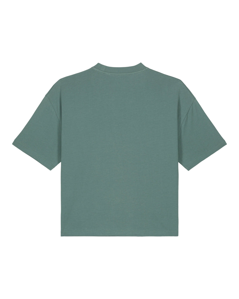 hewn. Womens Organic Cotton Boxy T-shirt in Eucalyptus Green