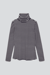 Immaculate Vegan - Lavender Hill Clothing Striped Cotton Roll Neck | Multiple Colours Navy / UK10 / EU38 / US6