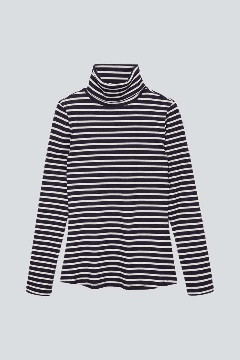 Lavender Hill Clothing Striped Cotton Roll Neck | Multiple Colours Navy / UK10 / EU38 / US6