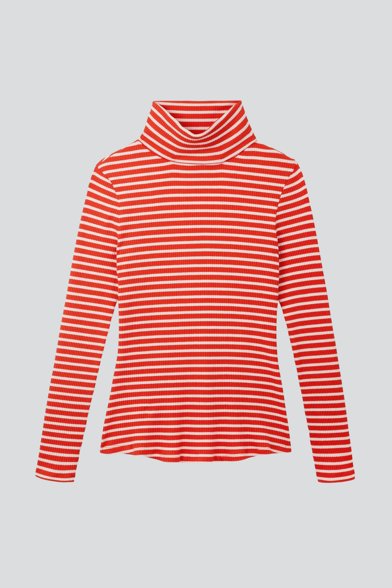 Lavender Hill Clothing Striped Cotton Roll Neck | Multiple Colours Red / UK8 / EU36 / US4