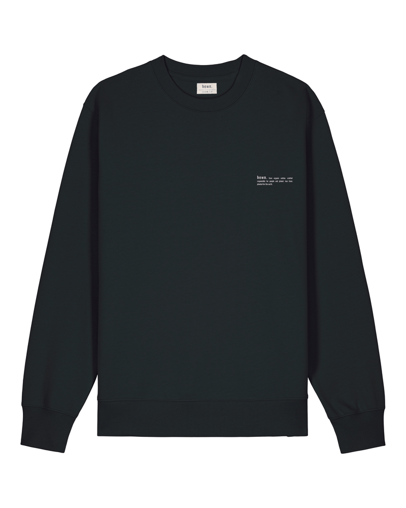 hewn. Womens Organic Cotton Relaxed-fit Sweatshirt in Jet Black