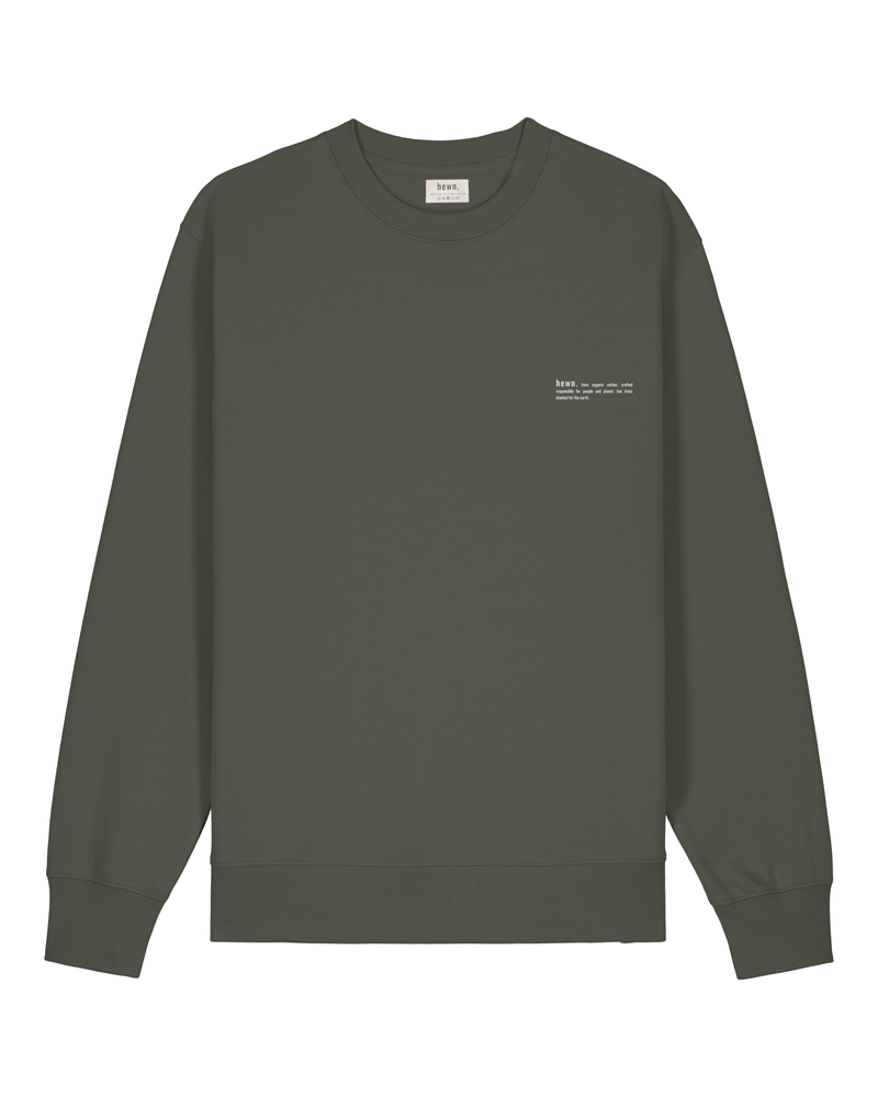hewn. Womens Organic Cotton Relaxed-fit Sweatshirt in Pine Green Khaki