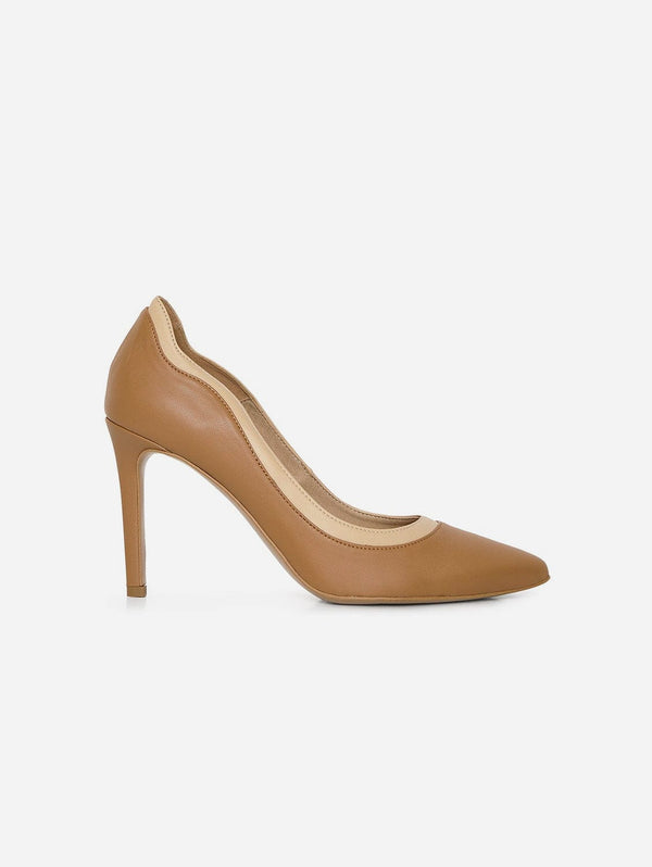 AGAZI Ivo 2 Vegan Mushroom Leather Heels | Caramel & Almond