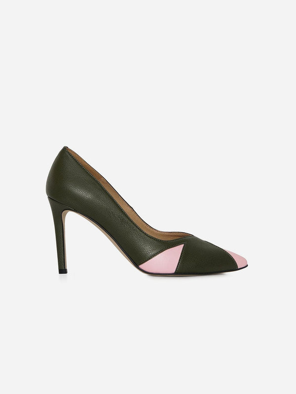 AGAZI Ivo Vegan Apple & Corn Leather Heels | Green & Pink
