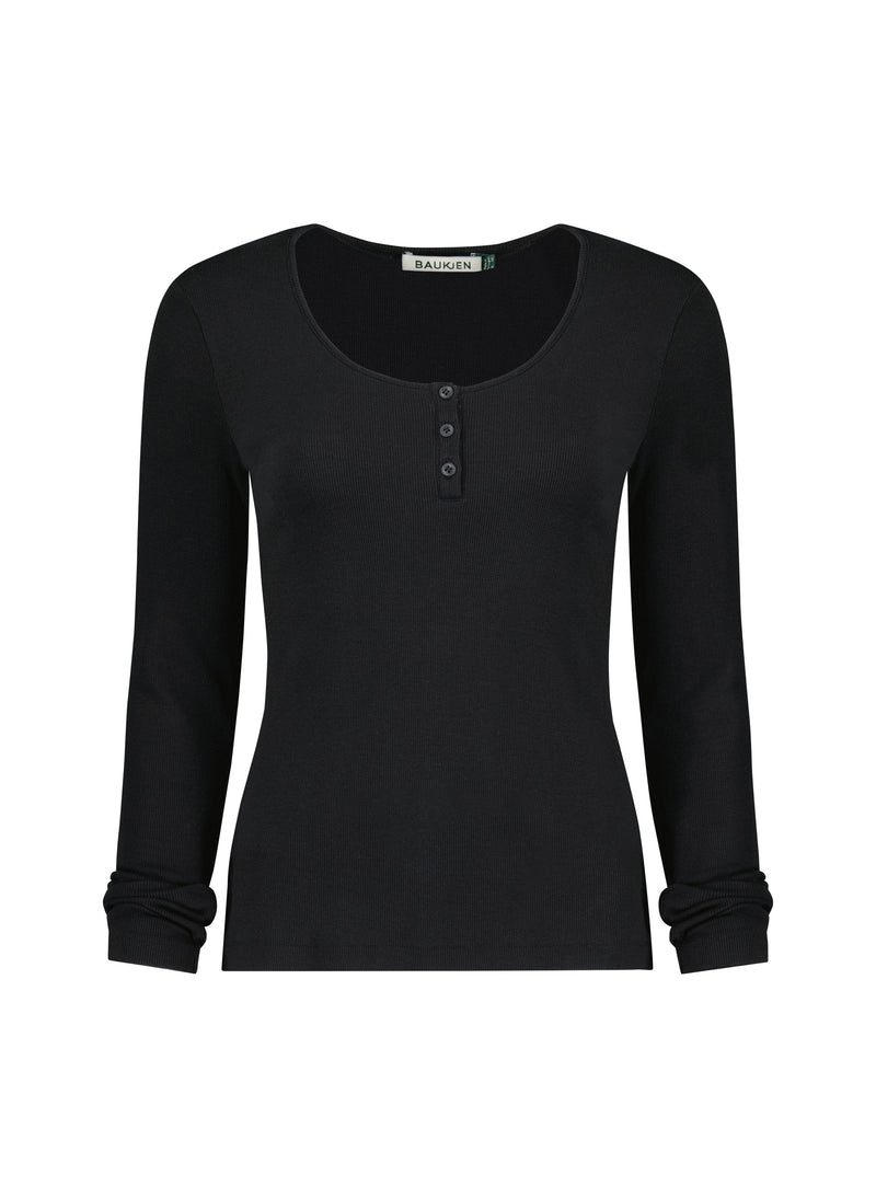 Baukjen Jamie TENCEL™ Henley Top | Caviar Black Caviar Black / UK6 / EU34 / US2