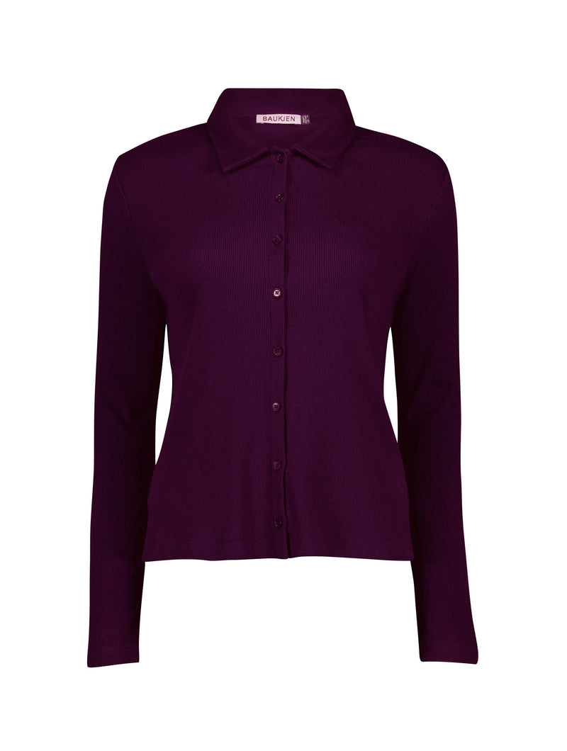 Susan Organic Cotton Button Down Top | Plum