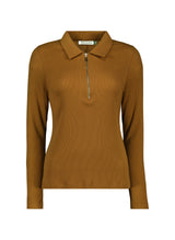 Immaculate Vegan - Organic Cotton Zip Collar Top | Camel