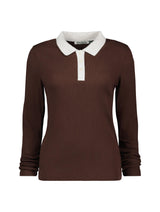 Immaculate Vegan - Baukjen Ellison Contrast Collar Rib Polo Top