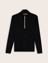 Immaculate Vegan - Clayton Organic Cotton Zip Turtleneck Top | Caviar Black