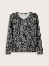 Immaculate Vegan - Shae Printed Jersey Crew Neck Top | Steel Leopard