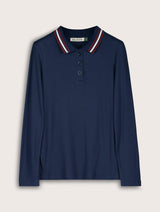 Immaculate Vegan - Cameron Organic Cotton Stripe Collar Top | Deep Indigo