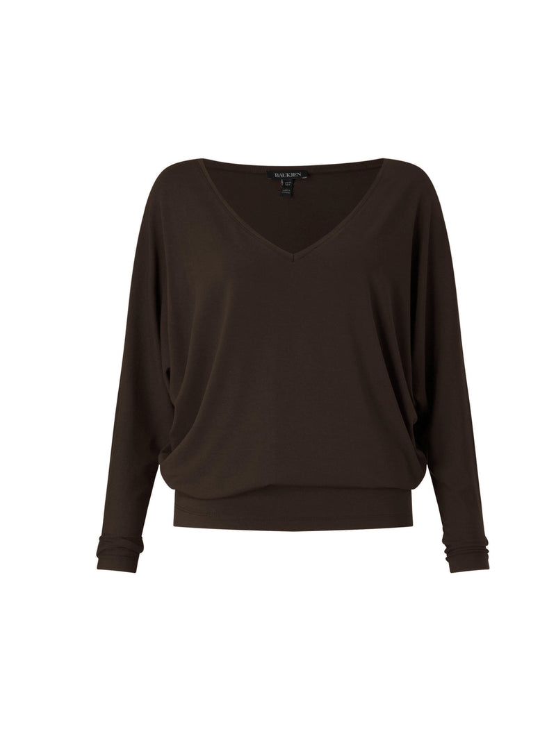 Ella Relaxed V-Neck Top | Dark Chocolate