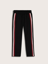 Immaculate Vegan - Jay Side Stripe Tapered Trousers | Caviar Black, Burgundy & Pink