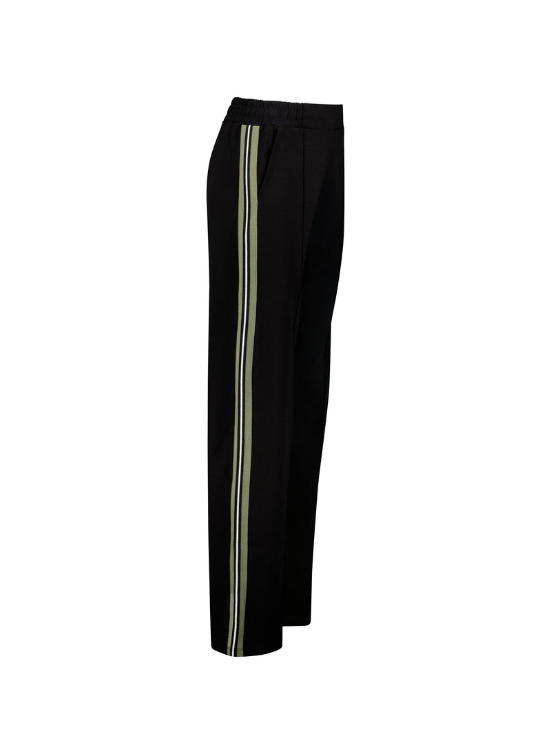 Petite Marjorie Side Stripe Ponte Trousers | Caviar Black & Khaki