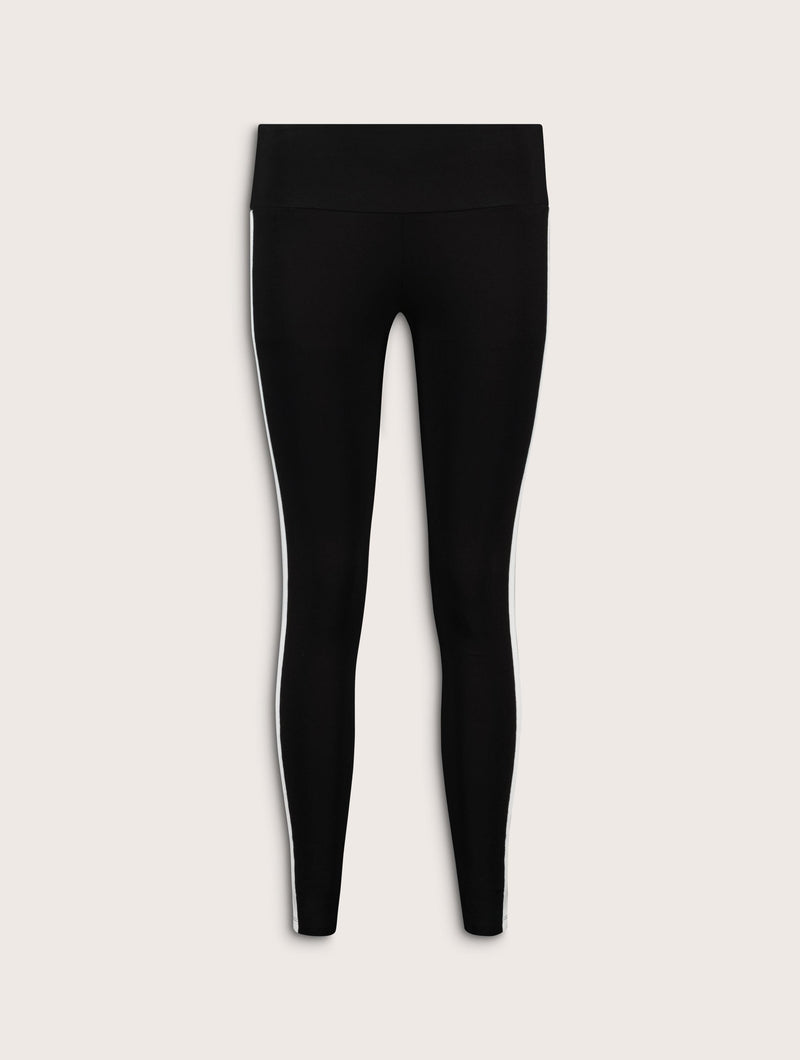 Avery Side Stripe Leggings | Caviar Black, White & Olive