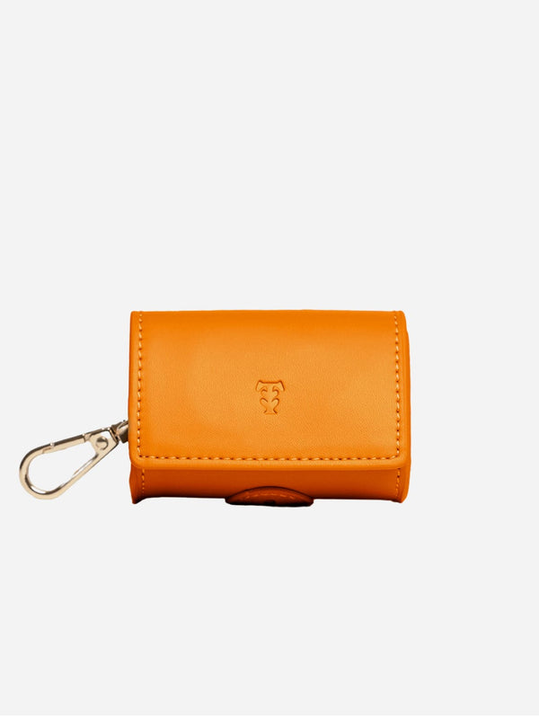 Tails & Bloom Vegan Leather Poop Bag Holder | Tangerine