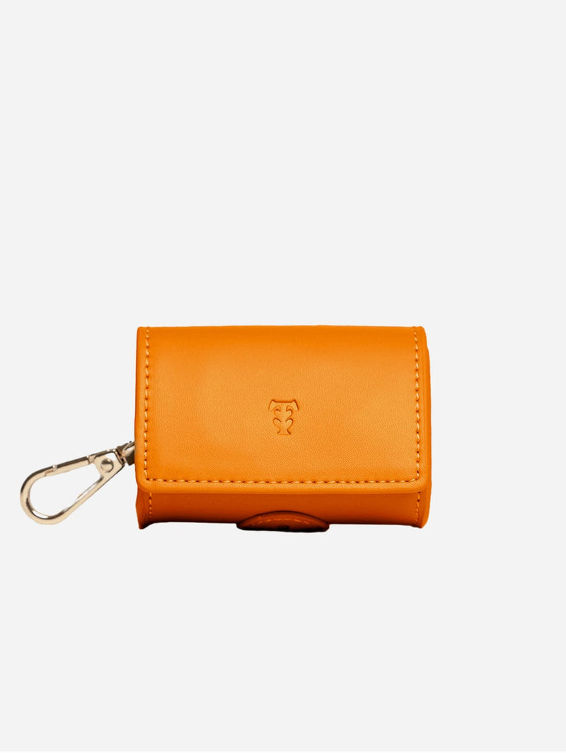 Tails & Bloom Vegan Leather Poop Bag Holder | Tangerine