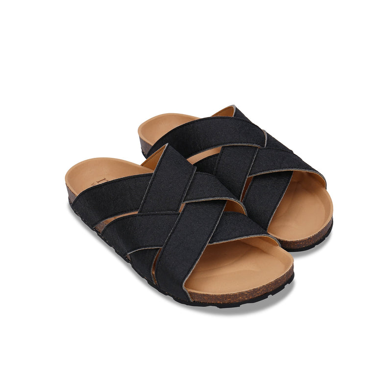 Tanna Unisex Piñatex Vegan Leather Sandals | Black