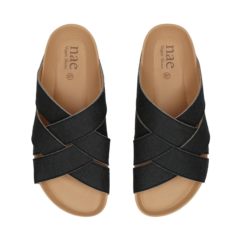 Tanna Unisex Piñatex Vegan Leather Sandals | Black