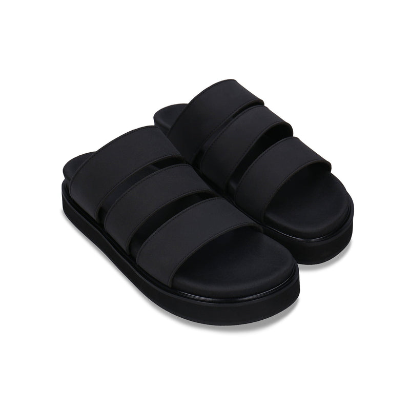 Tonga Unisex Vegan Microfibre Platform Sandals | Black