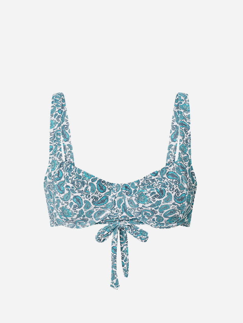 Turqueta Recycled Polyamide Bikini Top | Paisley Print