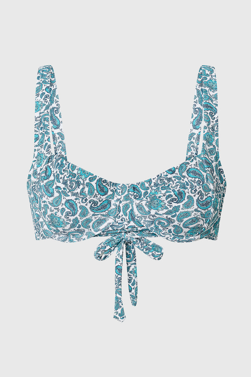 Turqueta Recycled Polyamide Bikini Top | Paisley Print