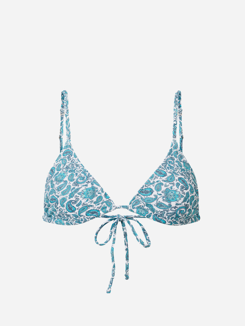 AQVA Swimwear Tortuga Recycled Polyamide Bikini Top | Paisley Print XS