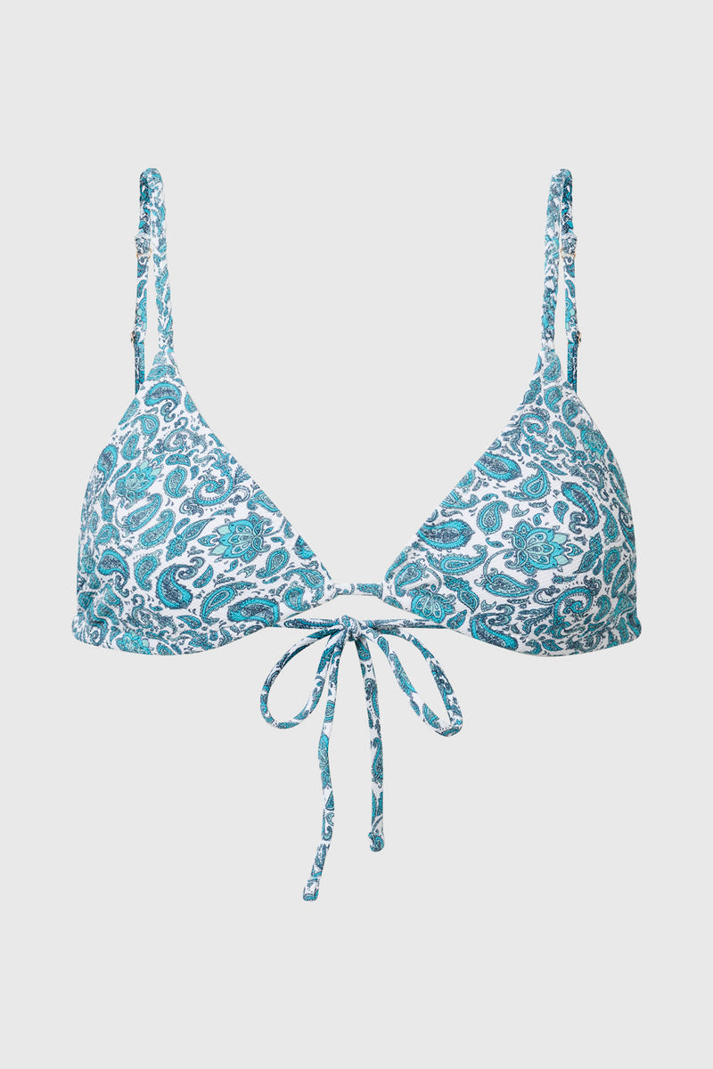 AQVA Swimwear Tortuga Recycled Polyamide Bikini Top | Paisley Print