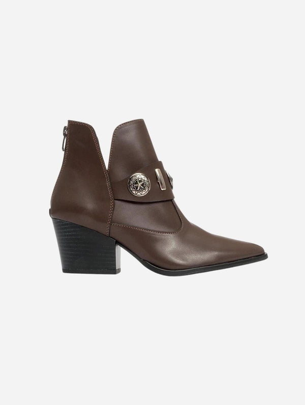Prologue Shoes Kenda Brown Buckle Block Heel Boot (Women)