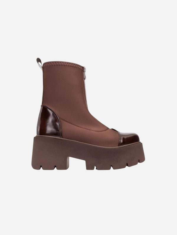 Prologue Shoes Bray Brown Patent Chunky Boot (Women)